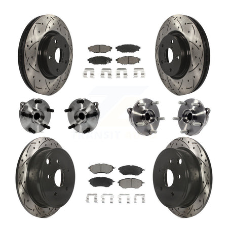 Front Rear Hub Bearing Coated Disc Brake Rotor And Ceramic Pads Kit (10Pc) For Subaru WRX KBB-127750