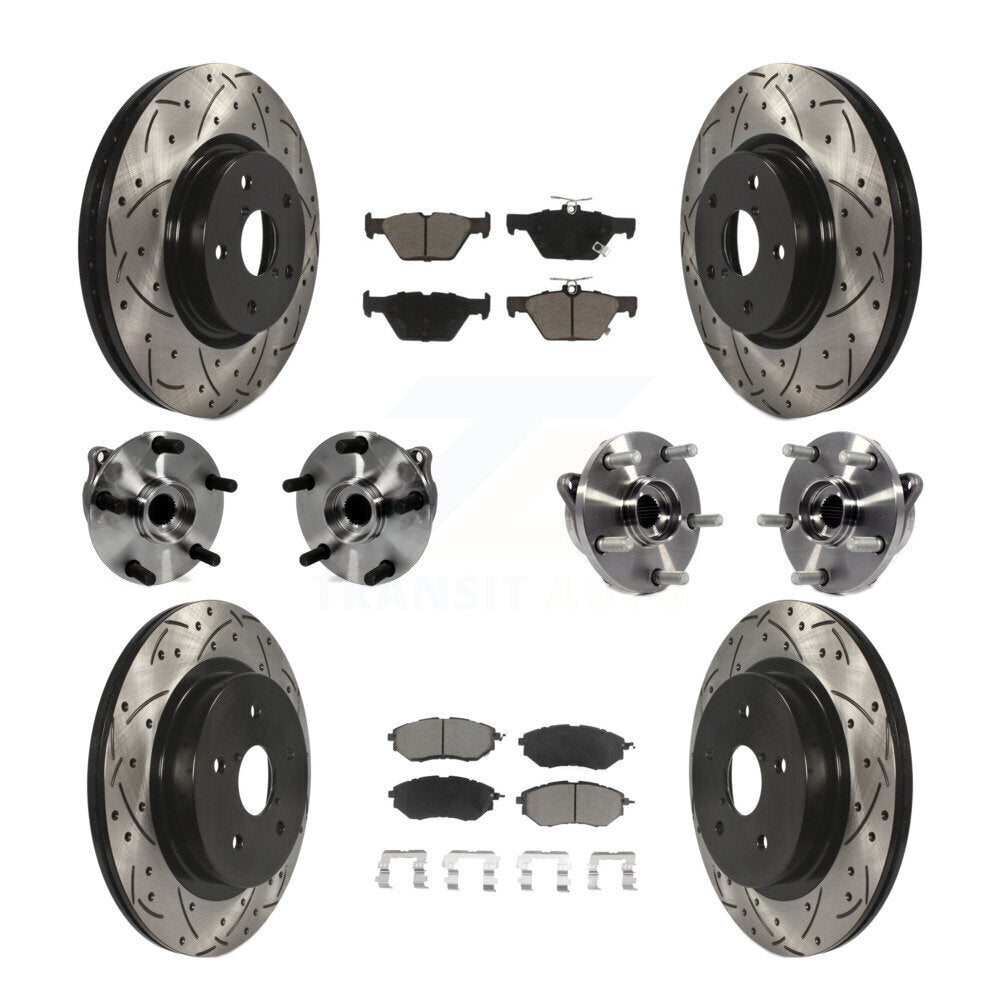 Front Rear Hub Bearing Coated Disc Brake Rotor And Ceramic Pads Kit (10Pc) For Subaru WRX KBB-127751