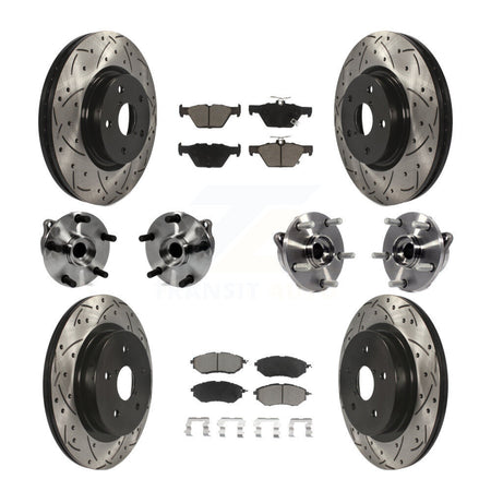 Front Rear Hub Bearing Coated Disc Brake Rotor And Ceramic Pads Kit (10Pc) For Subaru WRX KBB-127751
