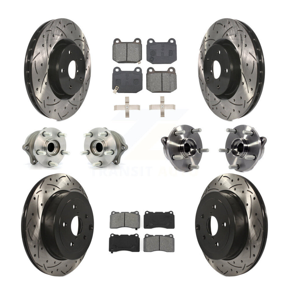 Front Rear Hub Bearing Coated Disc Brake Rotor Pads Kit (10Pc) For Subaru Impreza WRX STI KBB-127757