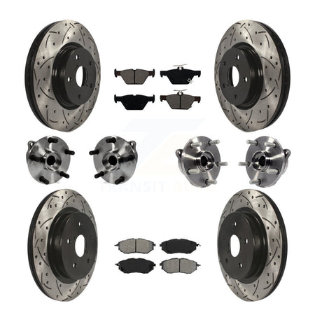 Front Rear Hub Bearing Assembly Coated Disc Brake Rotor And Pad Kit (10Pc) For Subaru WRX KBB-127761