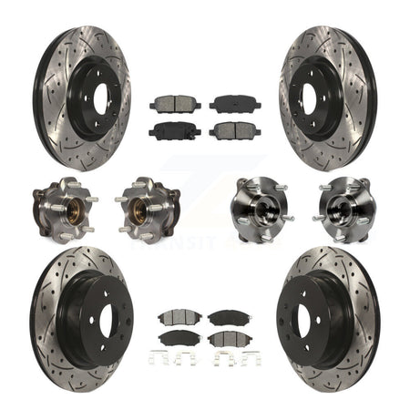 Front Rear Hub Bearing Coated Brake Rotor & Pad Kit (10Pc) For 2006-2007 INFINITI M35 AWD KBB-127762