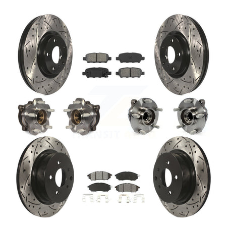Front Rear Hub Bearing Coated Brake Rotor & Pad Kit (10Pc) For 2006-2007 INFINITI M35 RWD KBB-127763