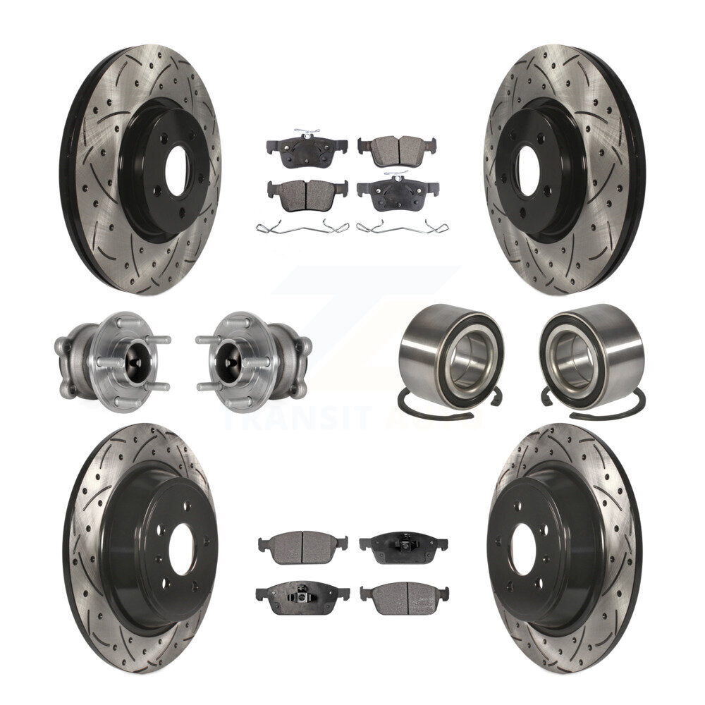Front Rear Hub Bearing Coated Disc Brake Rotor Pad Kit (10Pc) For Ford Escape Lincoln MKC KBB-127876