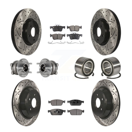 Front Rear Hub Bearing Coated Disc Brake Rotor Pad Kit (10Pc) For Ford Escape Lincoln MKC KBB-127876