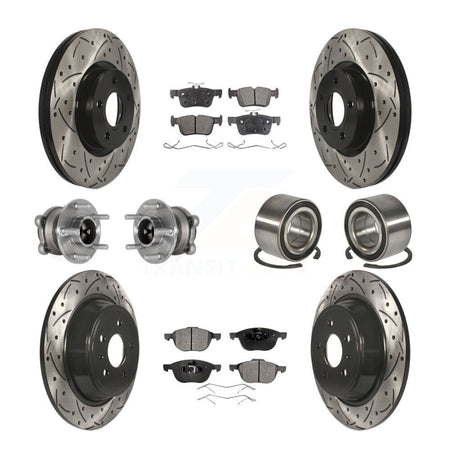 Front Rear Hub Bearing Coat Brake Rotor Pad Kit (10Pc) For Ford Escape FWD with 2.5L/1.5L KBB-127877