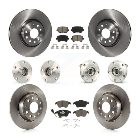 Front Rear Hub Bearings Disc Brake Rotors And Pads Kit (10Pc) For Volkswagen GTI Audi A3 KBB-127964