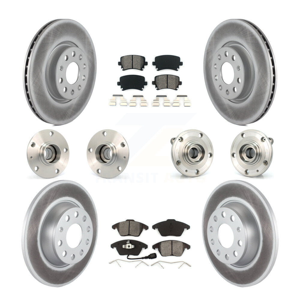 Front Rear Hub Bearing Coated Disc Brake Rotor Pads Kit (10Pc) For Volkswagen GTI Audi A3 KBB-127965