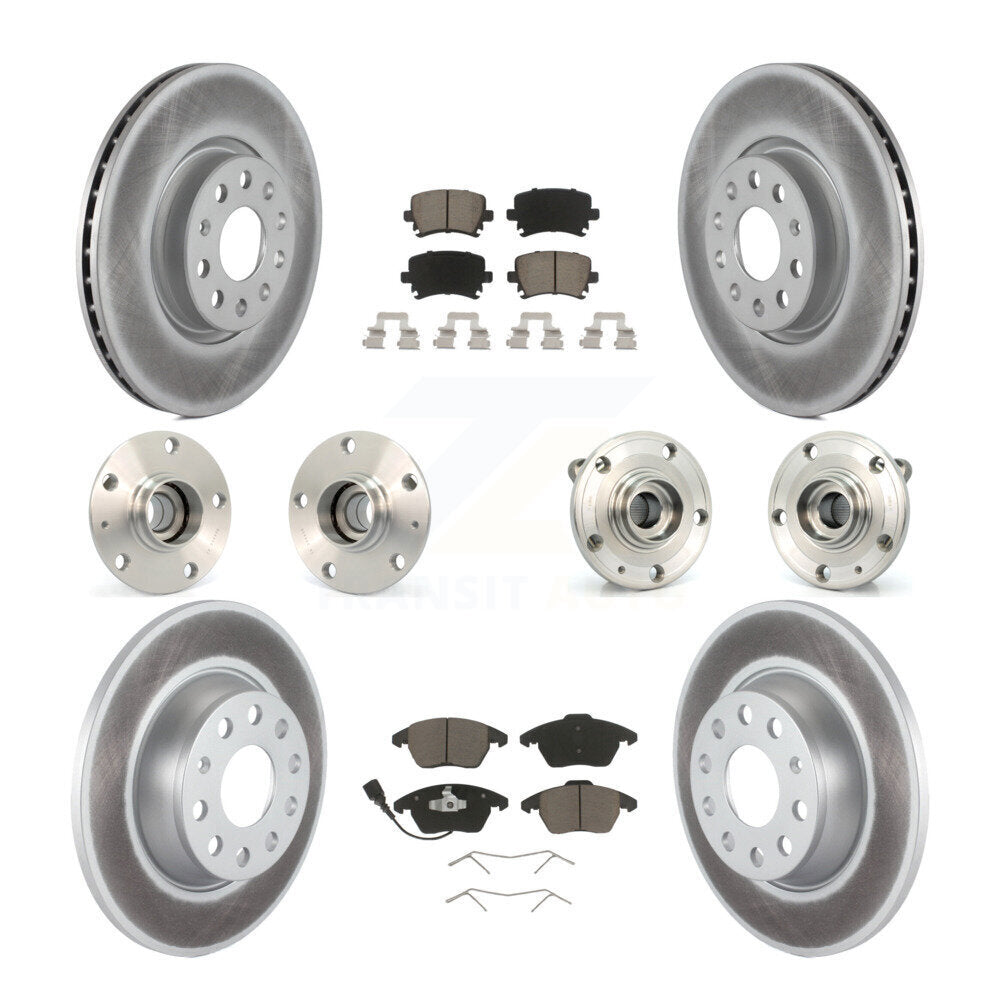 Front Rear Hub Bearing Coated Disc Brake Rotor Pads Kit (10Pc) For Volkswagen GTI Audi A3 KBB-127966