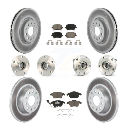 Front Rear Hub Bearing Coated Disc Brake Rotor Pads Kit (10Pc) For Volkswagen GTI Audi A3 KBB-127966