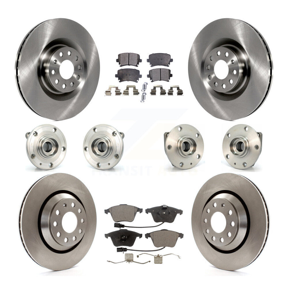Front Rear Hub Bearings Disc Brake Rotors And Ceramic Pads Kit (10Pc) For Volkswagen R32 KBB-127981