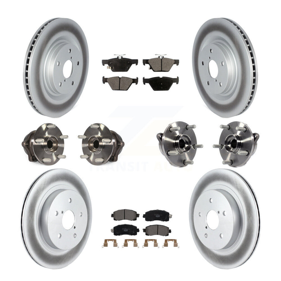 Front Rear Hub Bearing Coated Disc Brake Rotor & Pad Kit (10Pc) For Subaru Outback Legacy KBB-127992