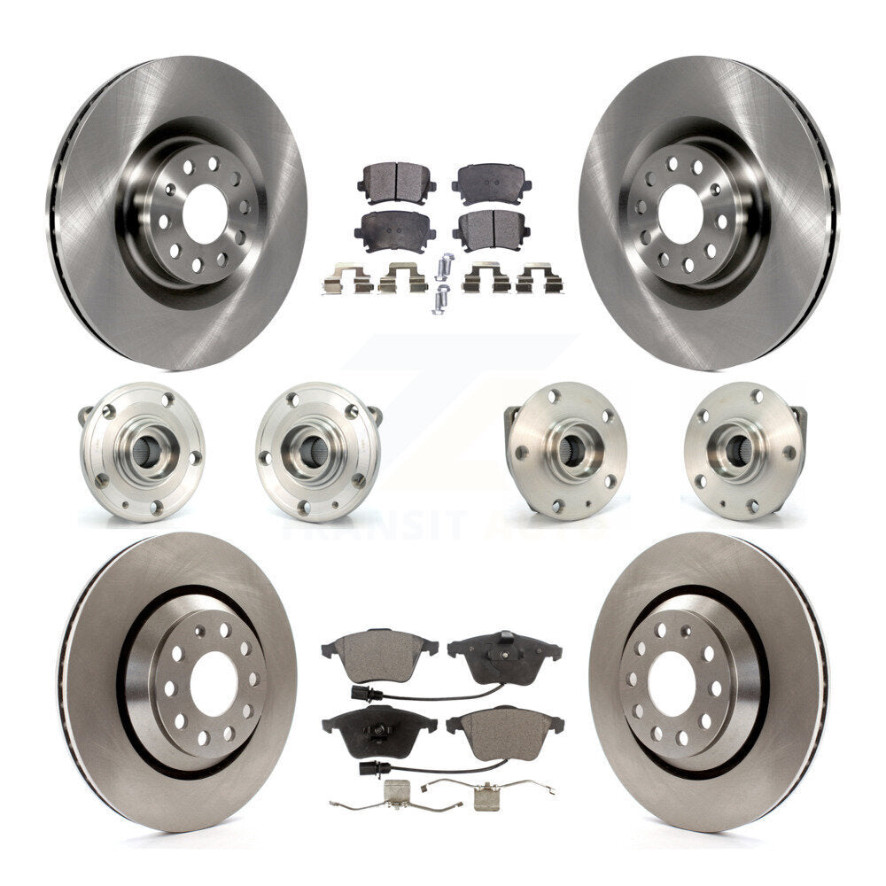 Front Rear Hub Bearings Assembly Disc Brake Rotors And Pads Kit (10Pc) For Volkswagen R32 KBB-128000