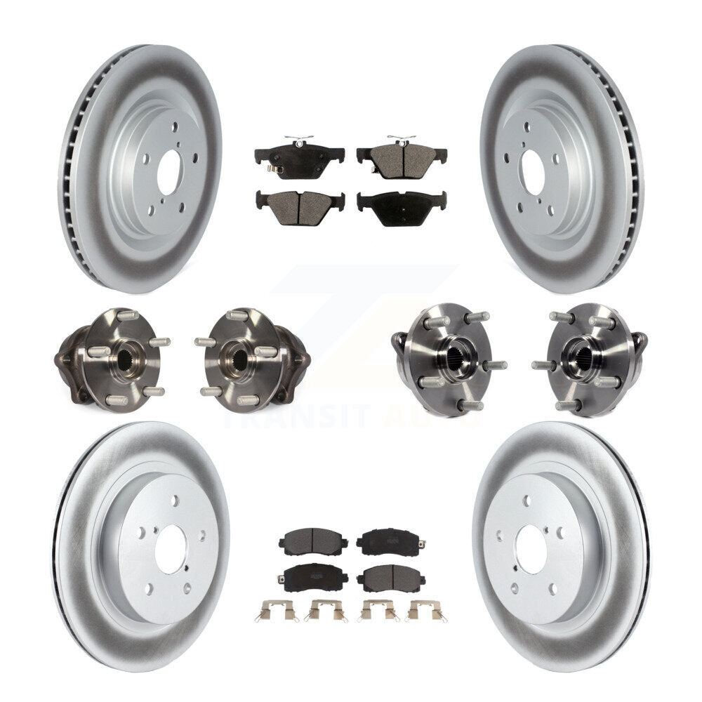 Front Rear Hub Bearing Coated Disc Brake Rotor & Pad Kit (10Pc) For Subaru Outback Legacy KBB-128010