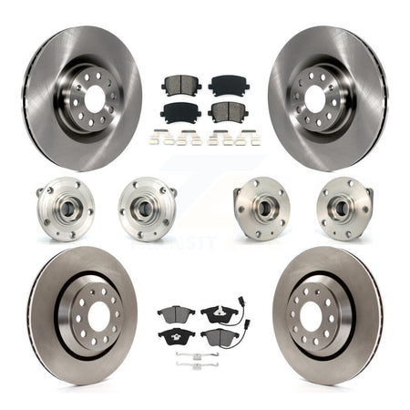 Front Rear Hub Bearings Assembly Disc Brake Rotors And Pads Kit (10Pc) For Volkswagen R32 KBB-128029