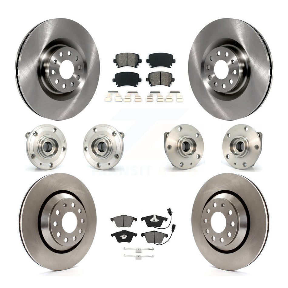 Front Rear Hub Bearings Assembly Disc Brake Rotors And Pads Kit (10Pc) For Volkswagen R32 KBB-128029