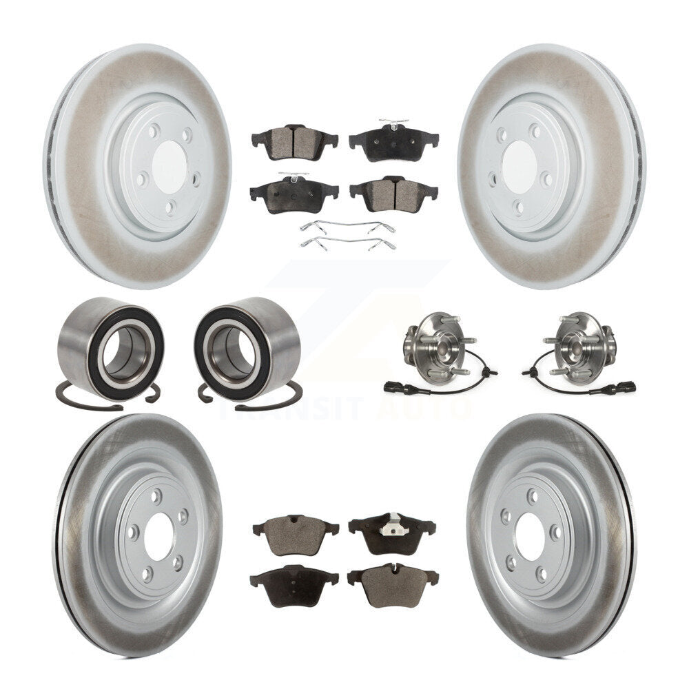 Front Rear Hub Bearings Coated Disc Brake Rotors And Pads Shoes Kit (10Pc) For Jaguar XF KBB-128056