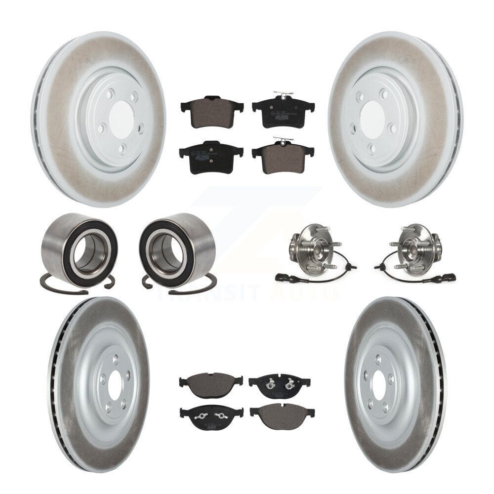 Front Rear Hub Bearings Coated Disc Brake Rotors And Pads Shoes Kit (10Pc) For Jaguar XF KBB-128057