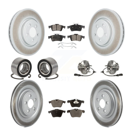 Front Rear Hub Bearings Coated Disc Brake Rotors And Pads Shoes Kit (10Pc) For Jaguar XF KBB-128058
