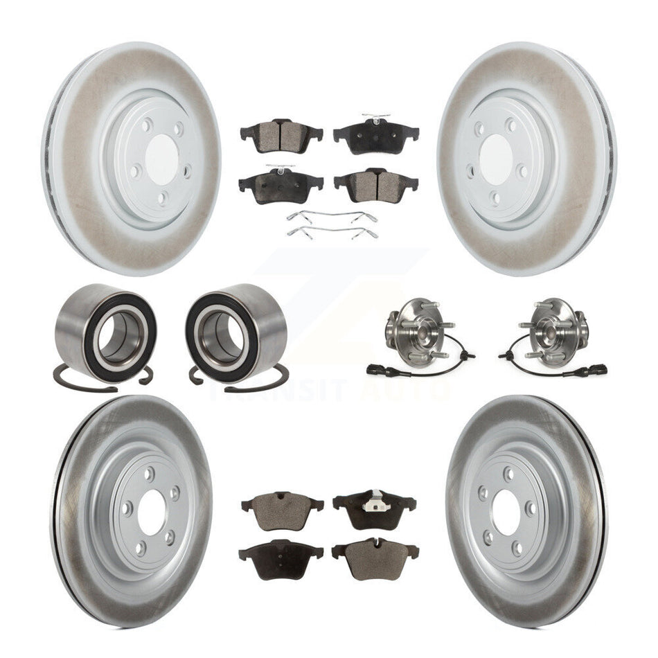 Front Rear Hub Bearings Coated Disc Brake Rotors And Pads Shoes Kit (10Pc) For Jaguar XF KBB-128058