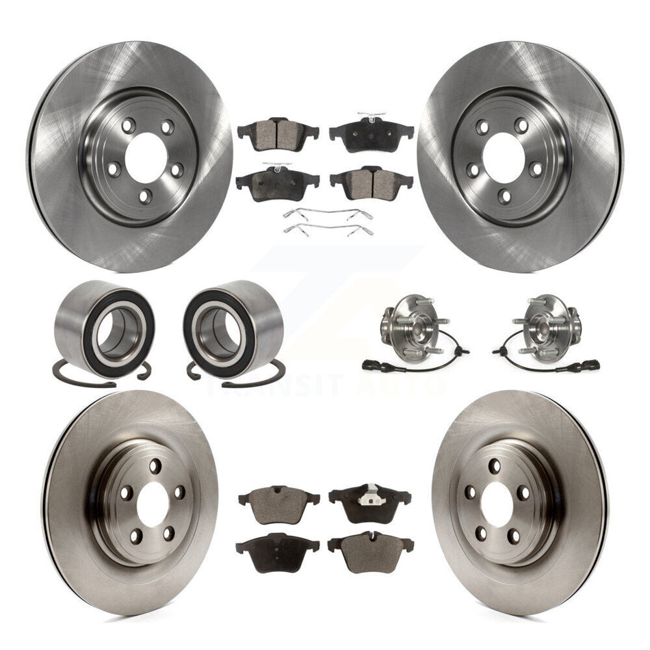 Front Rear Hub Bearing Assembly Disc Brake Rotors And Pads Shoes Kit (10Pc) For Jaguar XF KBB-128059