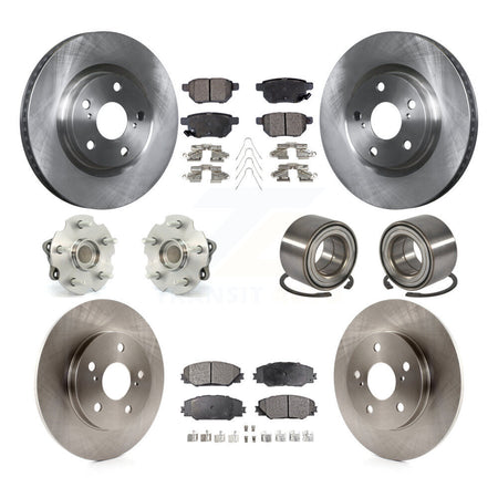Front Rear Hub Bearing Disc Brake Rotor & Pads Kit (10Pc) For 2017-2018 Toyota Corolla iM KBB-128060