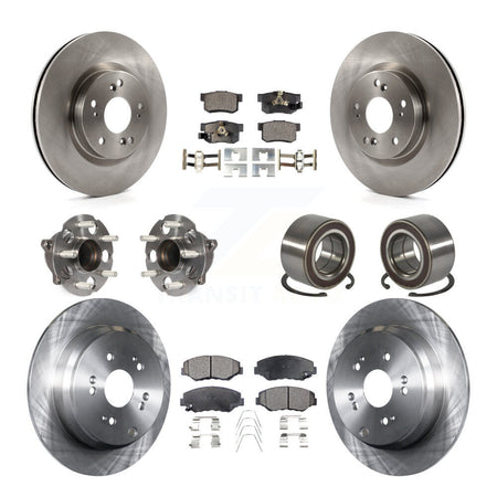 Front Rear Hub Bearing Disc Brake Rotors And Pads Kit (10Pc) For 2012-2016 Honda CR-V FWD KBB-128061