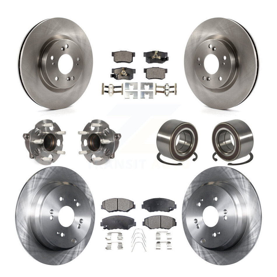 Front Rear Hub Bearing Disc Brake Rotors And Pads Kit (10Pc) For 2012-2016 Honda CR-V FWD KBB-128061