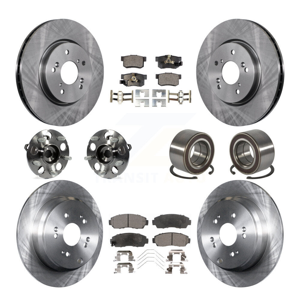 Front Rear Hub Bearing Disc Brake Rotors And Pads Kit (10Pc) For 2012-2016 Honda CR-V AWD KBB-128062