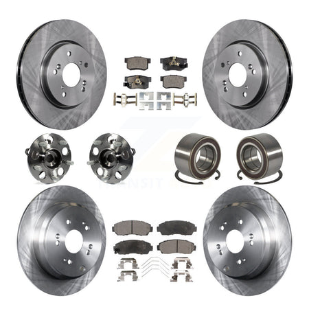 Front Rear Hub Bearing Disc Brake Rotors And Pads Kit (10Pc) For 2012-2016 Honda CR-V AWD KBB-128062