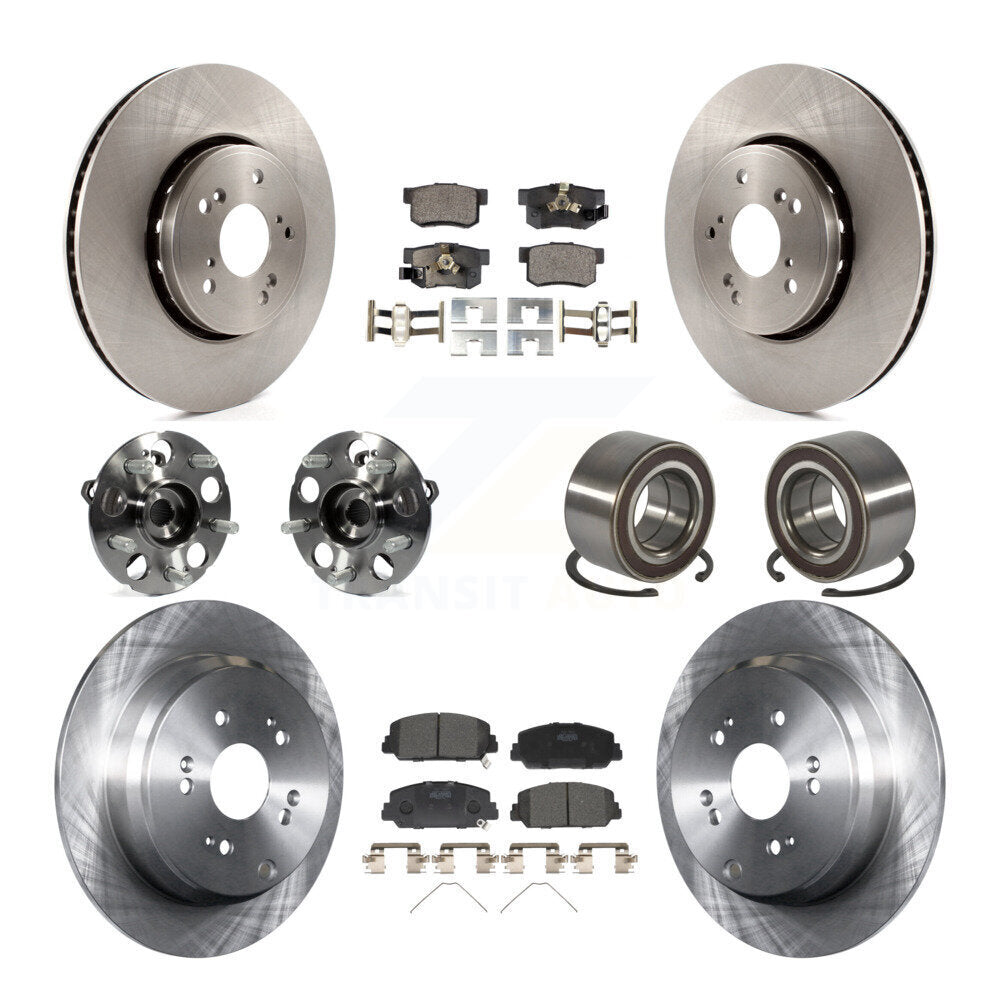 Front Rear Hub Bearings Disc Brake Rotors And Pads Kit (10Pc) For 2013-2016 Acura RDX AWD KBB-128063
