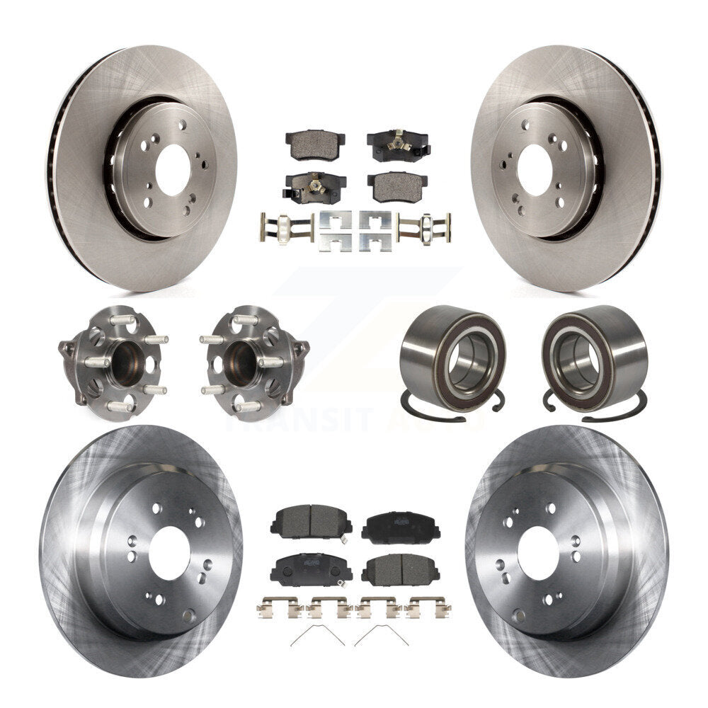 Front Rear Hub Bearings Disc Brake Rotors And Pads Kit (10Pc) For 2013-2018 Acura RDX FWD KBB-128064