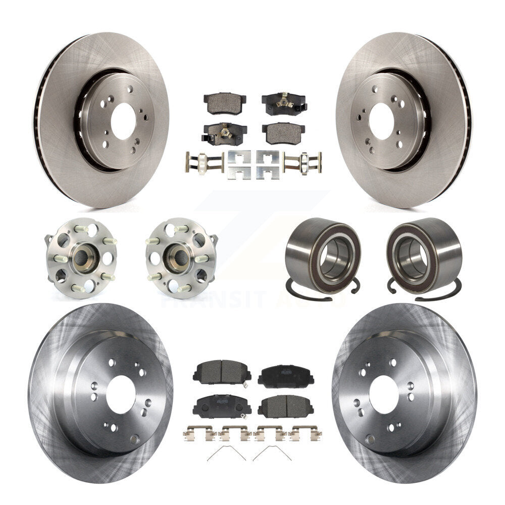 Front Rear Hub Bearings Disc Brake Rotors And Pads Kit (10Pc) For 2017-2018 Acura RDX AWD KBB-128066