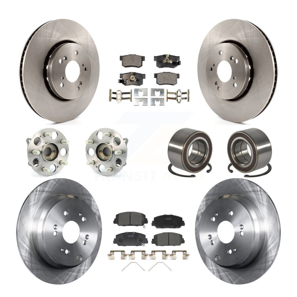 Front Rear Hub Bearings Disc Brake Rotors And Pads Kit (10Pc) For 2017-2018 Acura RDX AWD KBB-128066