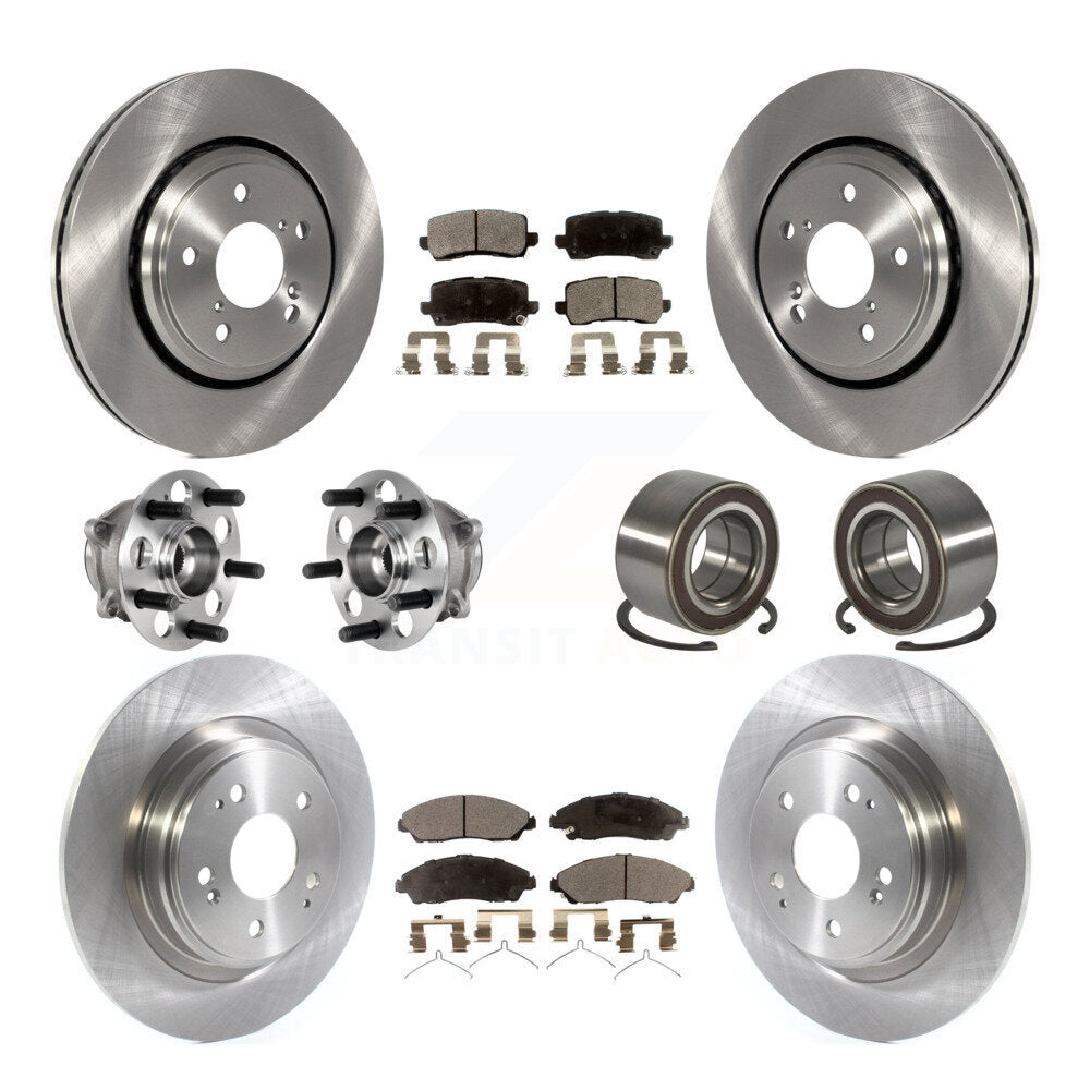 Front Rear Hub Bearing Assembly Disc Brake Rotor And Ceramic Pad Kit (10Pc) For Acura MDX KBB-128067