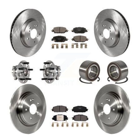 Front Rear Wheel Hub Bearing Disc Brake Rotors And Ceramic Pads Kit (10Pc) For Honda CR-V KBB-128068