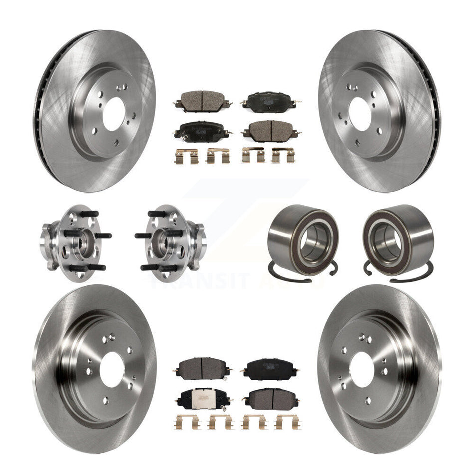 Front Rear Wheel Hub Bearing Disc Brake Rotors And Ceramic Pads Kit (10Pc) For Honda CR-V KBB-128068