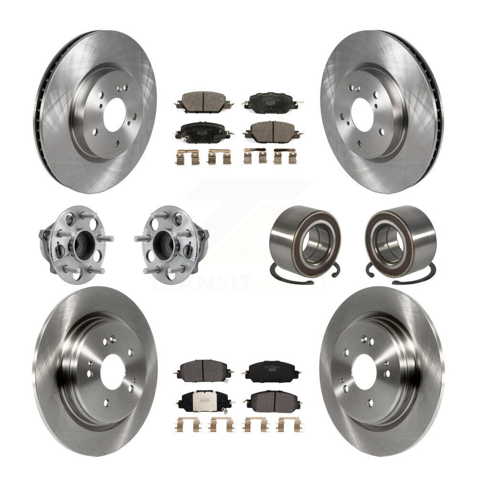 Front Rear Wheel Hub Bearing Disc Brake Rotors And Ceramic Pads Kit (10Pc) For Honda CR-V KBB-128069