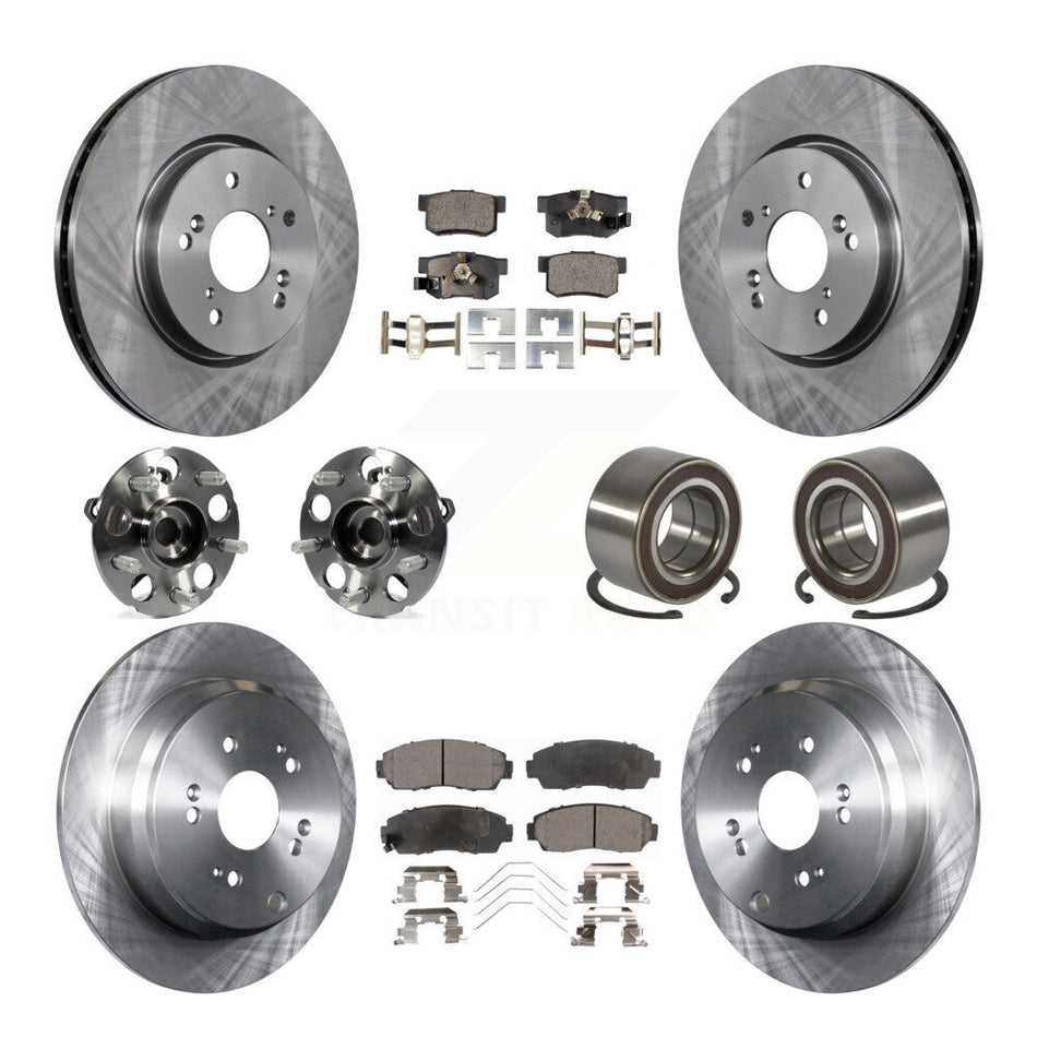 Front Rear Hub Bearing Disc Brake Rotors And Pads Kit (10Pc) For 2012-2016 Honda CR-V AWD KBB-128071