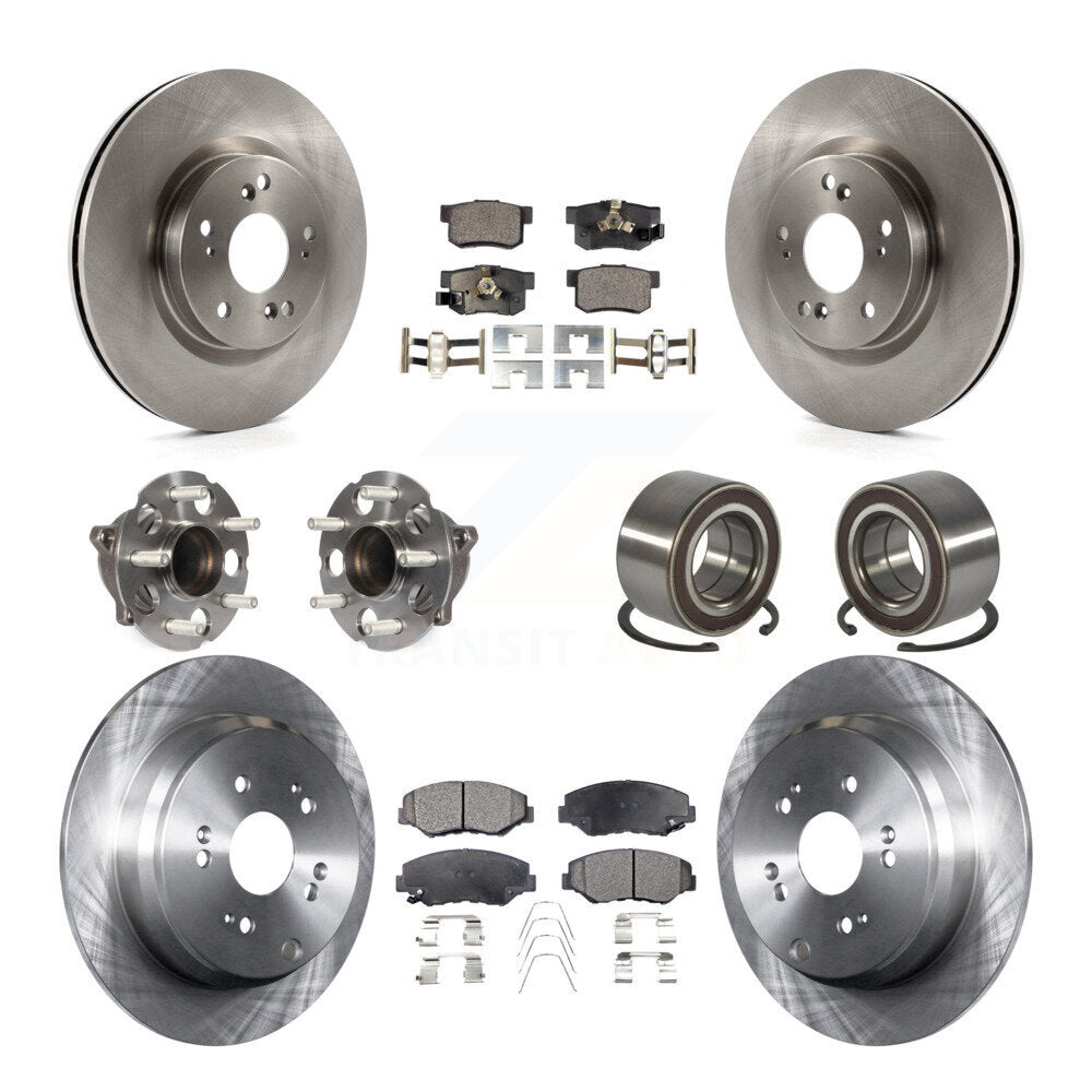 Front Rear Hub Bearing Disc Brake Rotors And Pads Kit (10Pc) For 2012-2016 Honda CR-V FWD KBB-128072