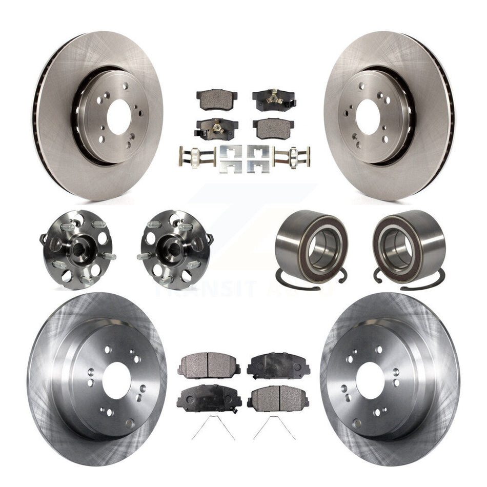 Front Rear Hub Bearings Disc Brake Rotors And Pads Kit (10Pc) For 2013-2016 Acura RDX AWD KBB-128073