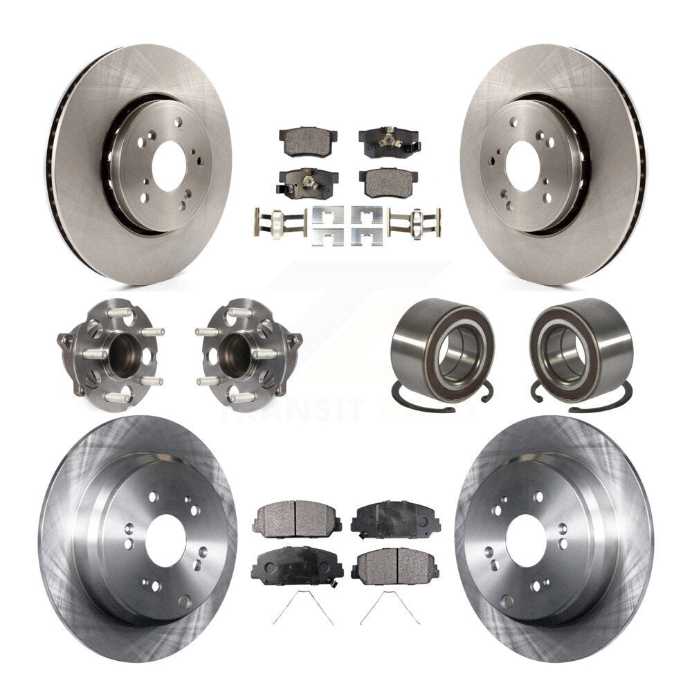 Front Rear Hub Bearings Disc Brake Rotors And Pads Kit (10Pc) For 2013-2018 Acura RDX FWD KBB-128074