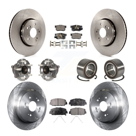 Front Rear Hub Bearings Disc Brake Rotors And Pads Kit (10Pc) For 2013-2018 Acura RDX FWD KBB-128074