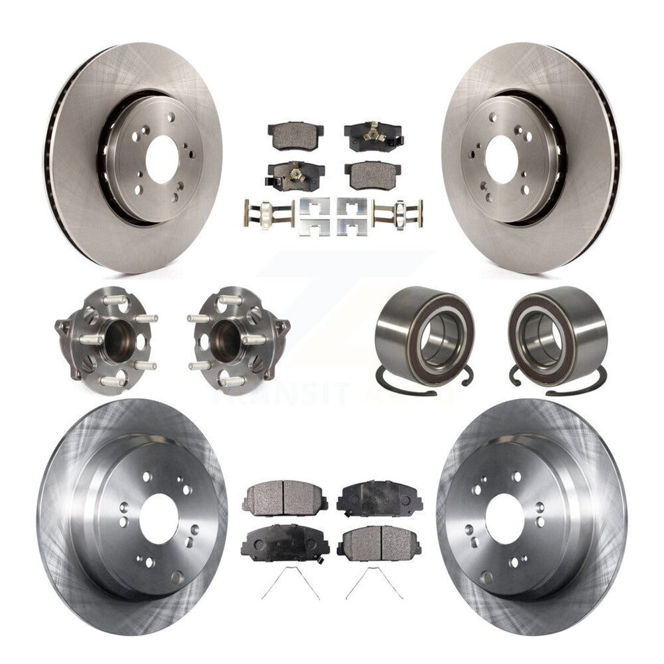 Front Rear Hub Bearings Disc Brake Rotors And Pads Kit (10Pc) For 2013-2018 Acura RDX FWD KBB-128074