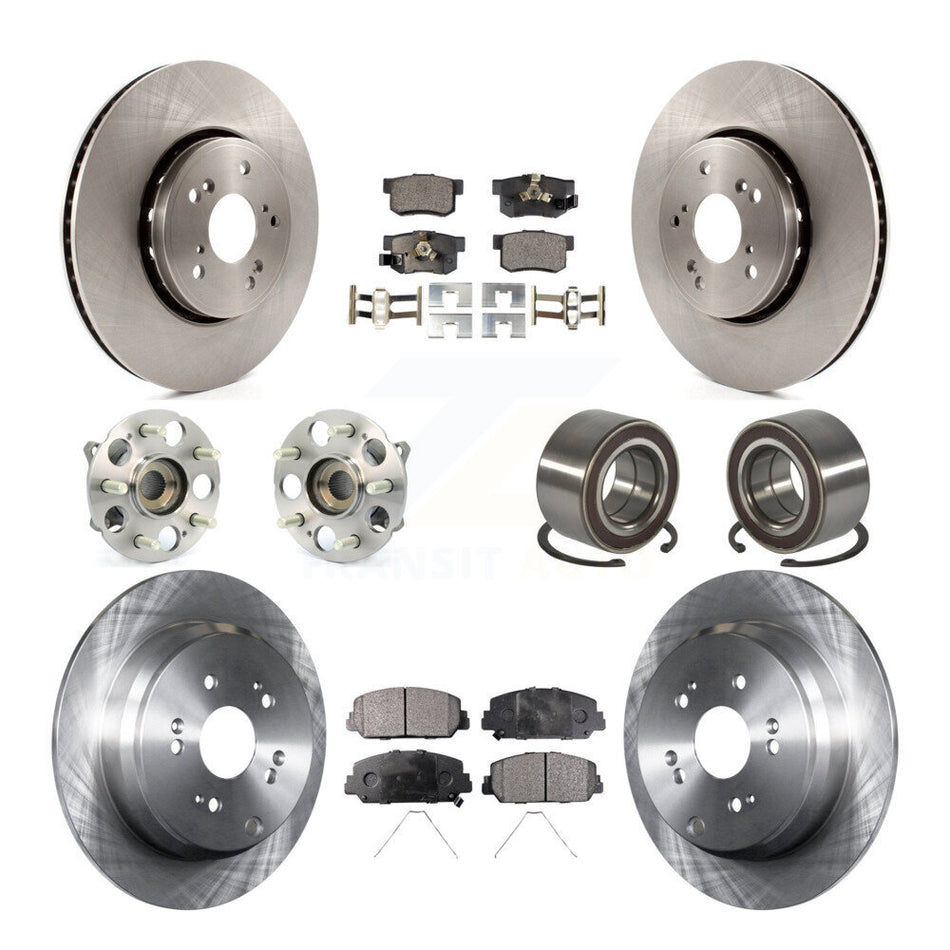 Front Rear Hub Bearings Disc Brake Rotors And Pads Kit (10Pc) For 2017-2018 Acura RDX AWD KBB-128075