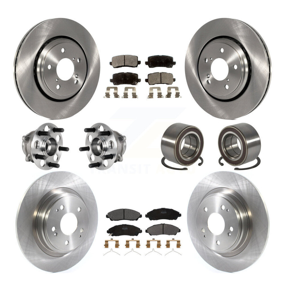 Front Rear Hub Bearings Disc Brake Rotors And Semi-Metallic Pads Kit (10Pc) For Acura MDX KBB-128077