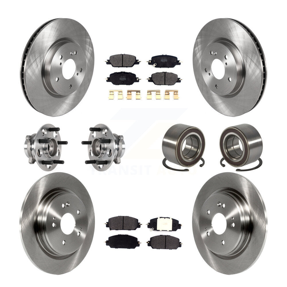 Front Rear Hub Bearing Disc Brake Rotors And Semi-Metallic Pads Kit (10Pc) For Honda CR-V KBB-128079