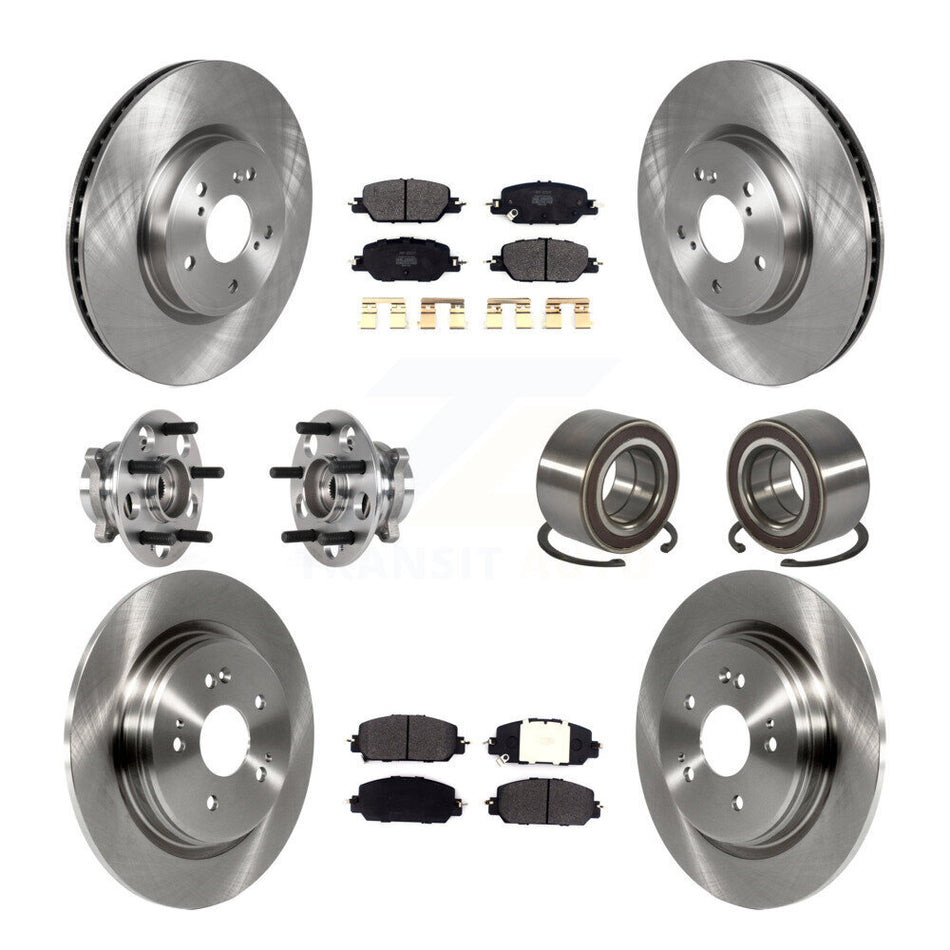 Front Rear Hub Bearing Disc Brake Rotors And Semi-Metallic Pads Kit (10Pc) For Honda CR-V KBB-128079