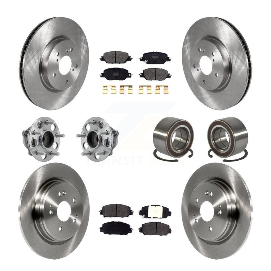 Front Rear Hub Bearing Disc Brake Rotors And Semi-Metallic Pads Kit (10Pc) For Honda CR-V KBB-128080