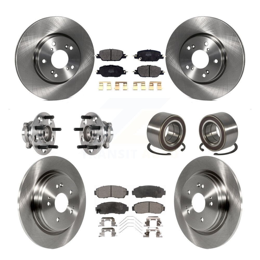 Front Rear Hub Bearing Disc Brake Rotors And Semi-Metallic Pads Kit (10Pc) For Honda CR-V KBB-128081